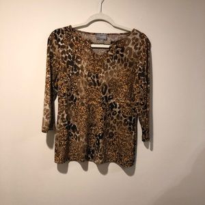 Chico’s travelers blues 0 brown, gold, tan